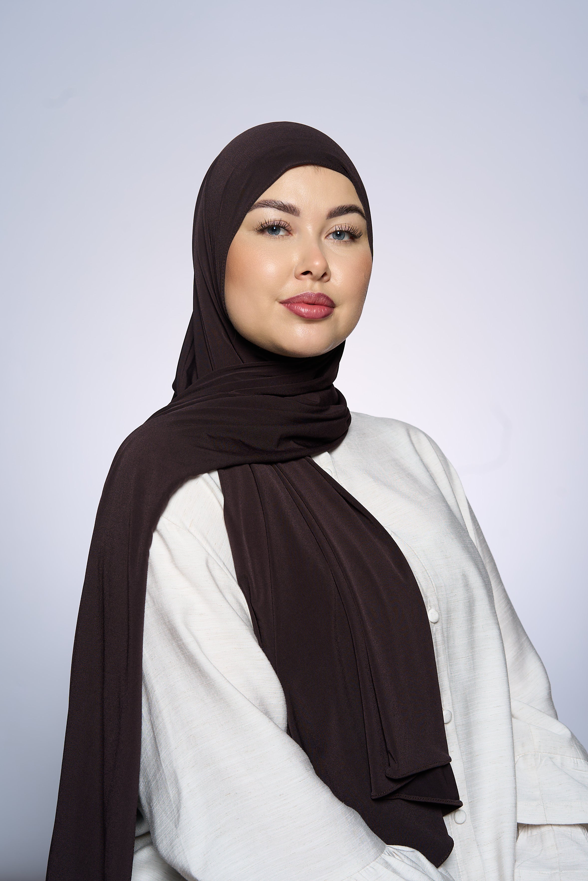 Premium Jersey Hijab Fin - Coffee Brown