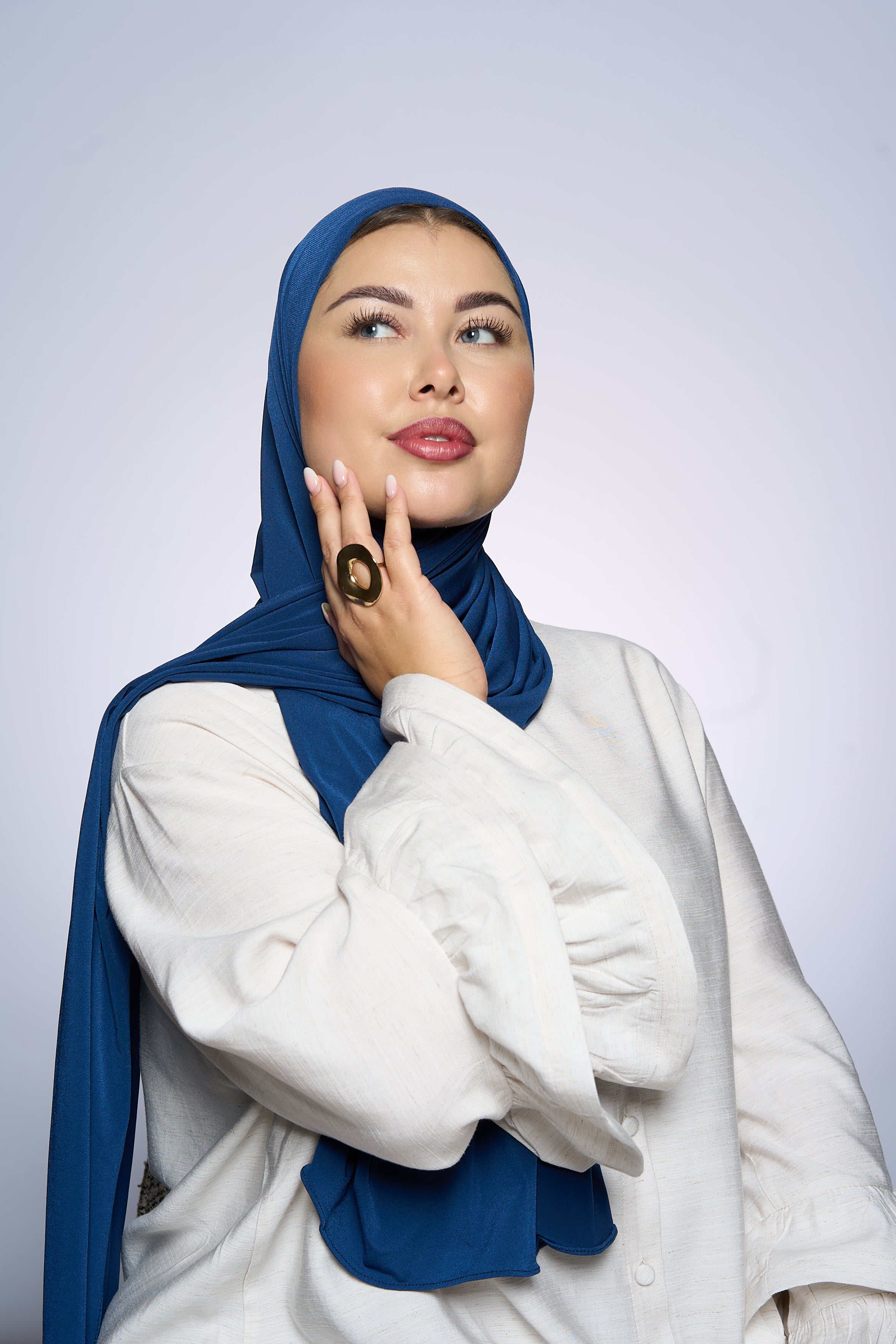 Premium Jersey Hijab Fin - Oxfordblue
