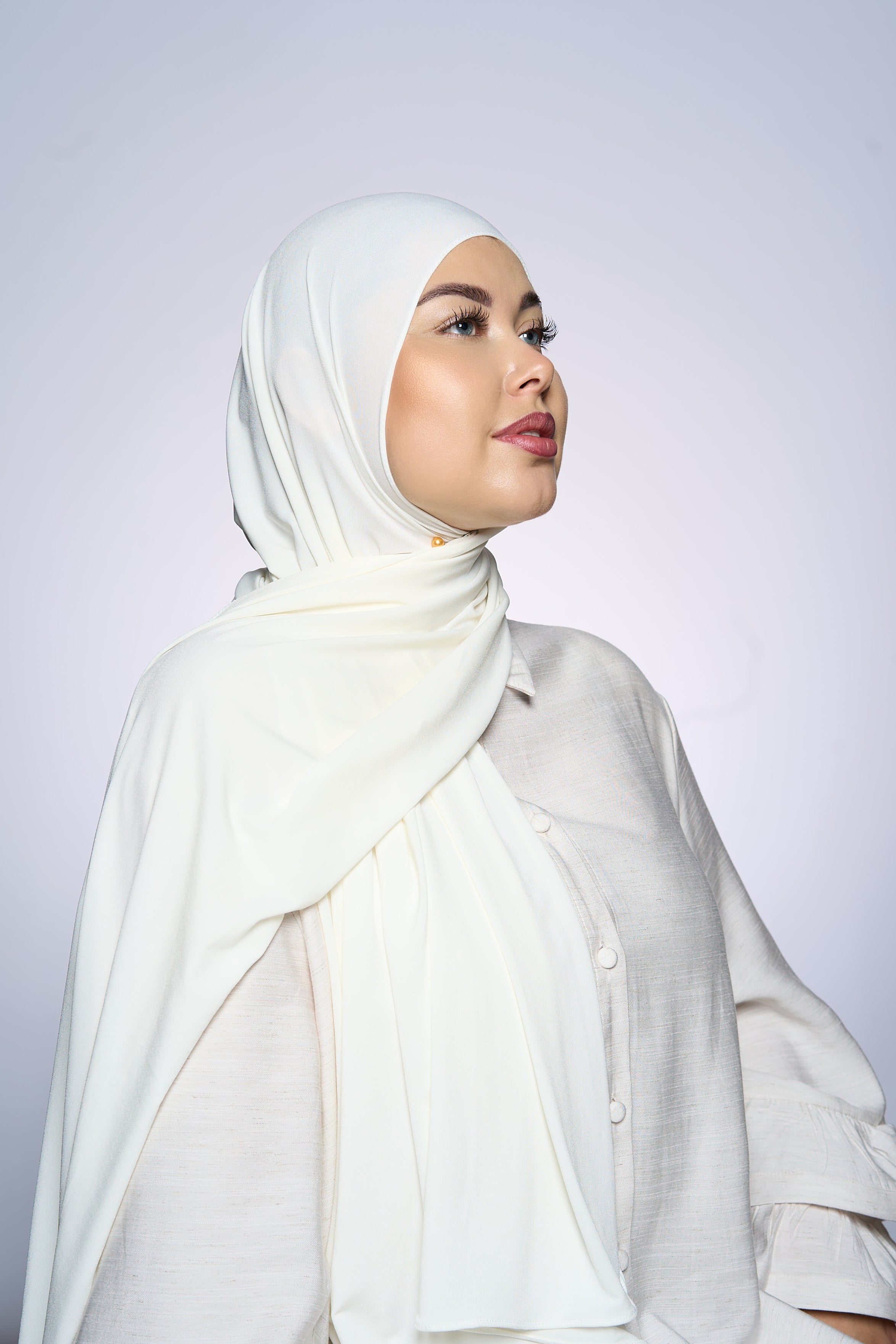 Premium Jersey Hijab Fin -  Ivory