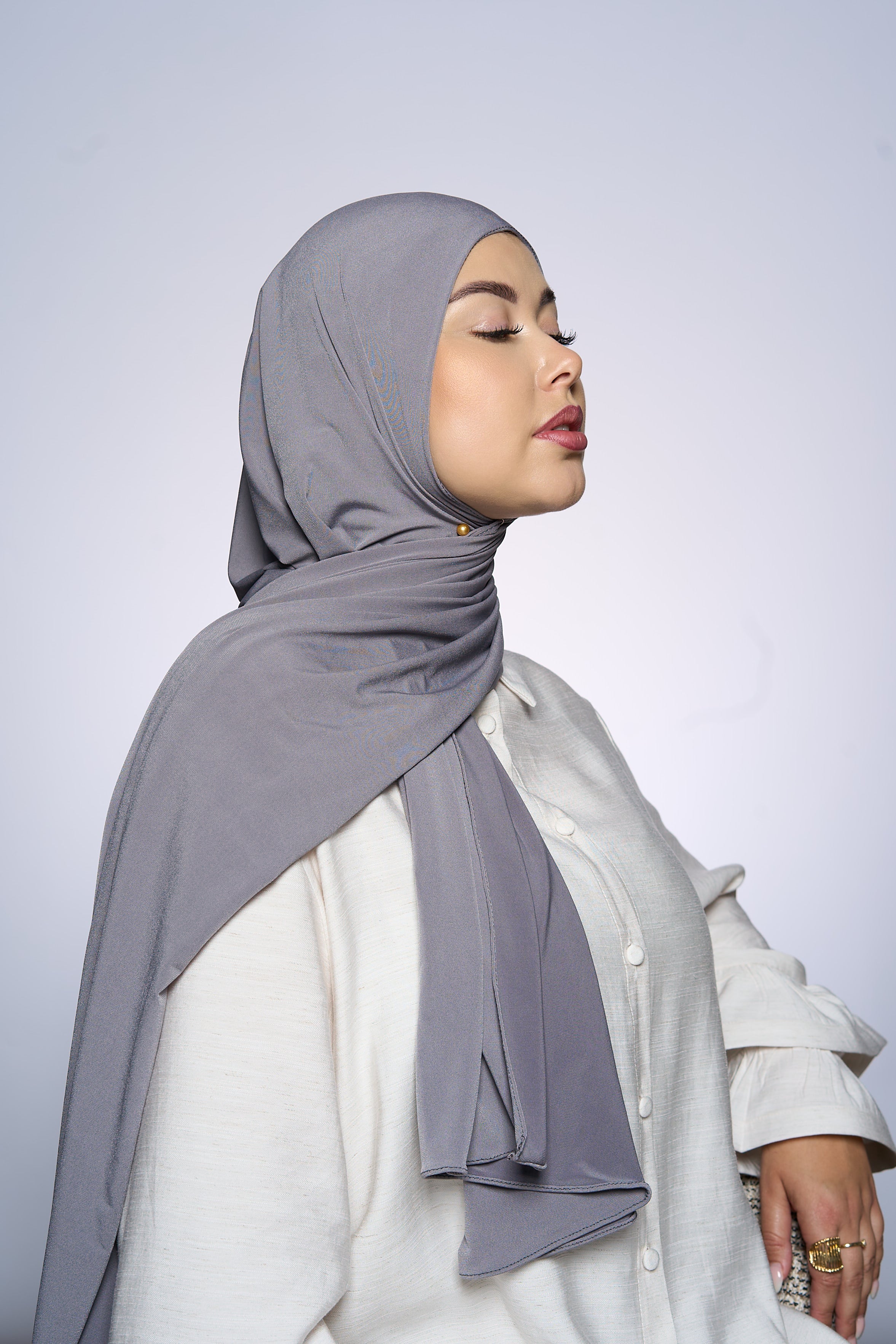 Premium Jersey Hijab Fin - Light Gray