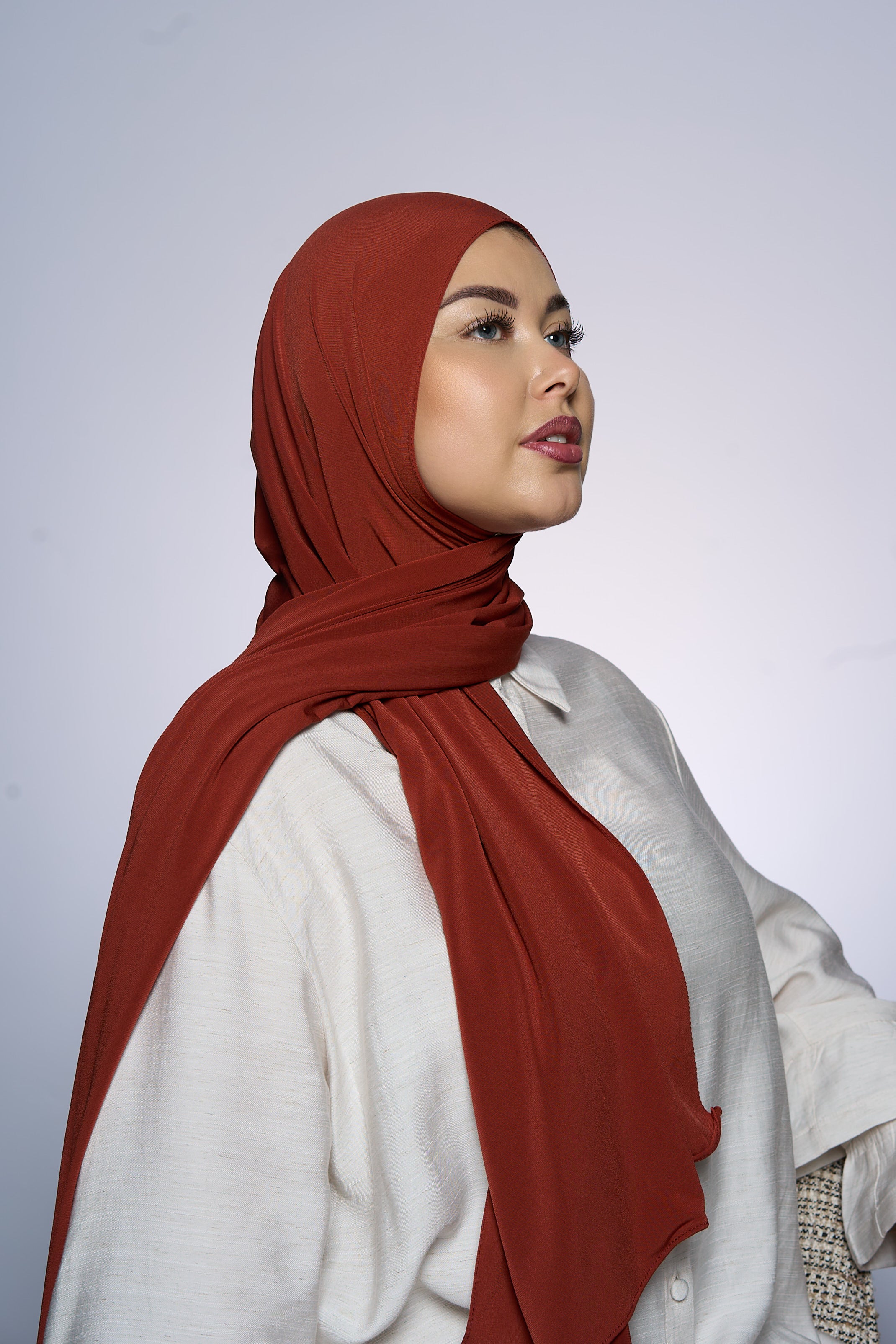 Premium Jersey Hijab Fin - Grape Orange