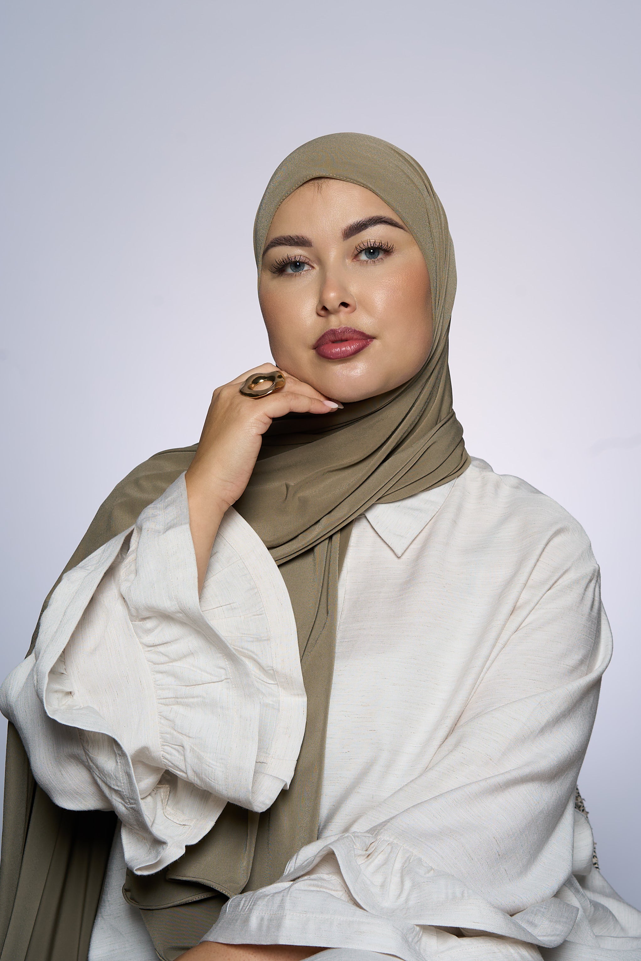 Premium Jersey Hijab Fin - Oyster Green