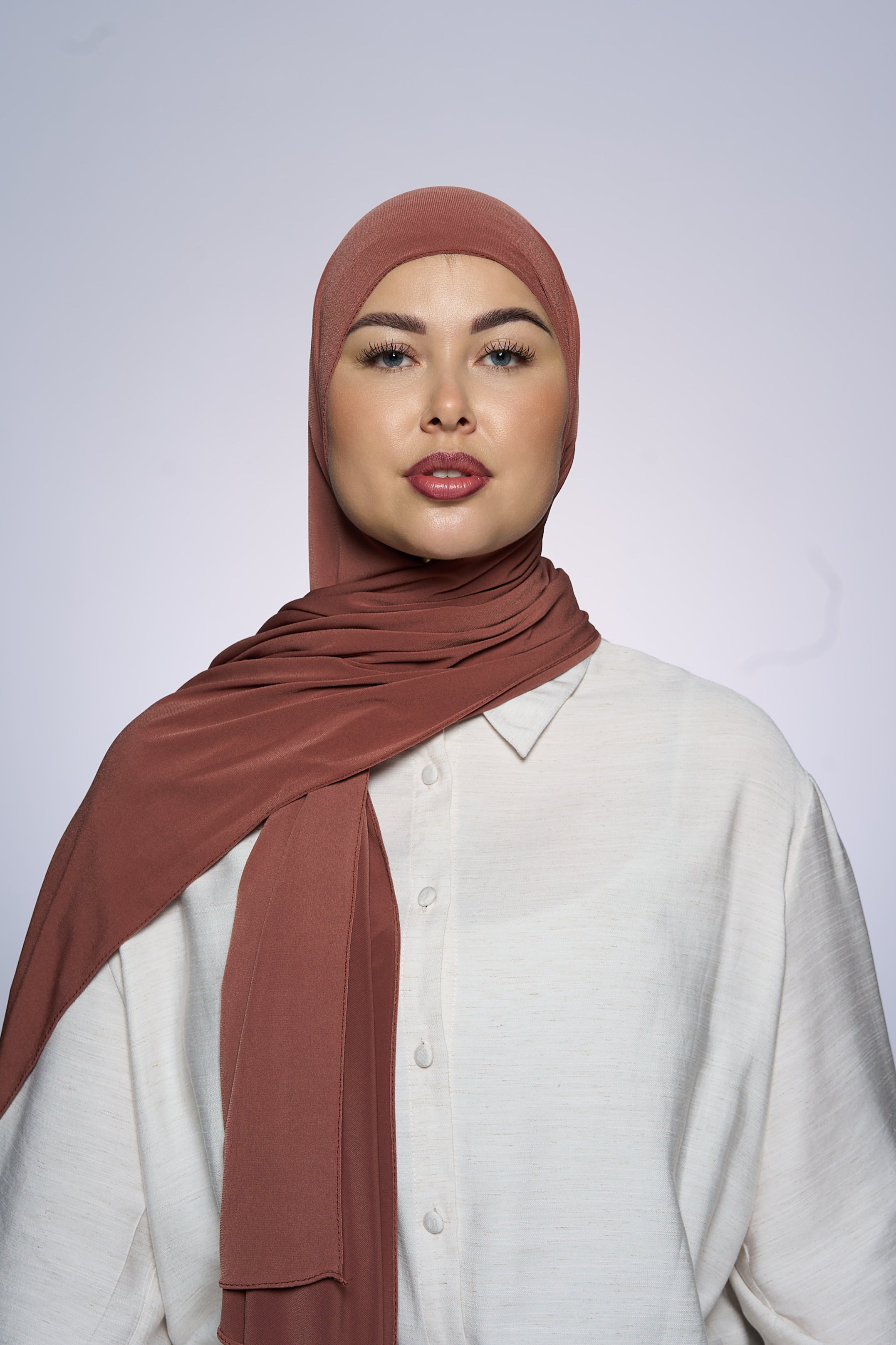 Premium Jersey Hijab Fin - Caramel Brown