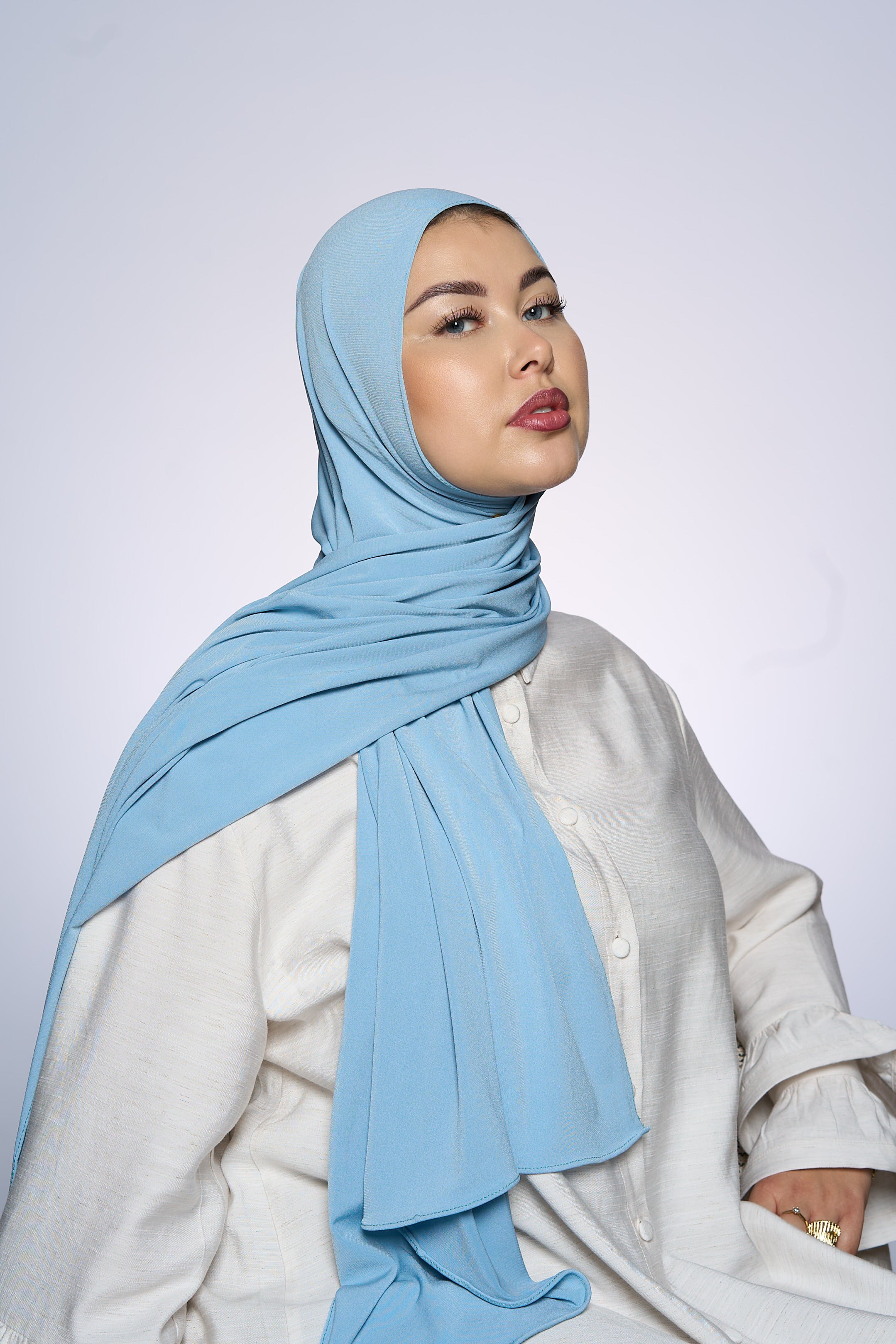 Premium Jersey Hijab Fin - Sea Gray