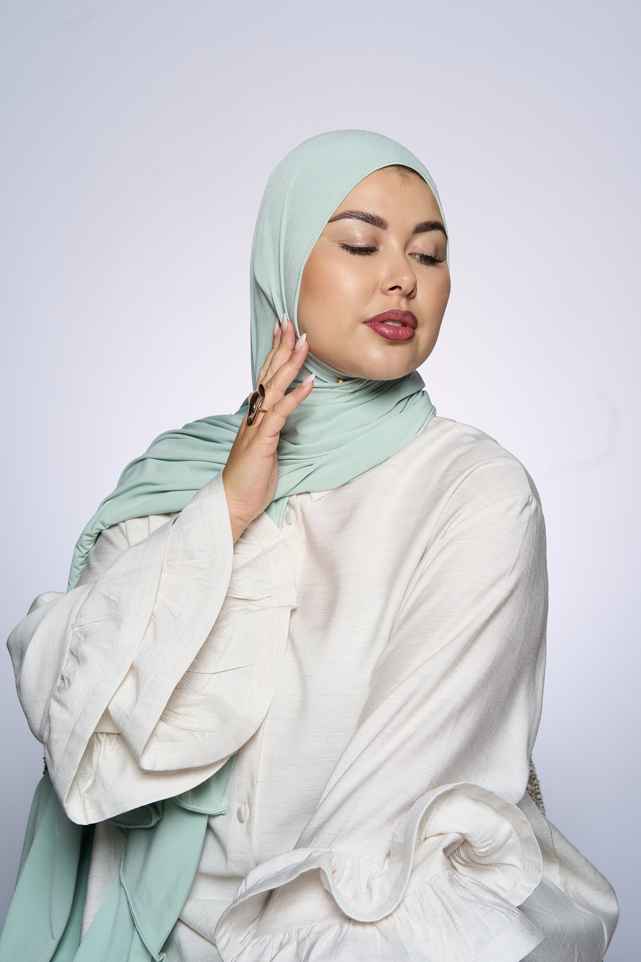 Premium Jersey Hijab Fin -  Moss Mint