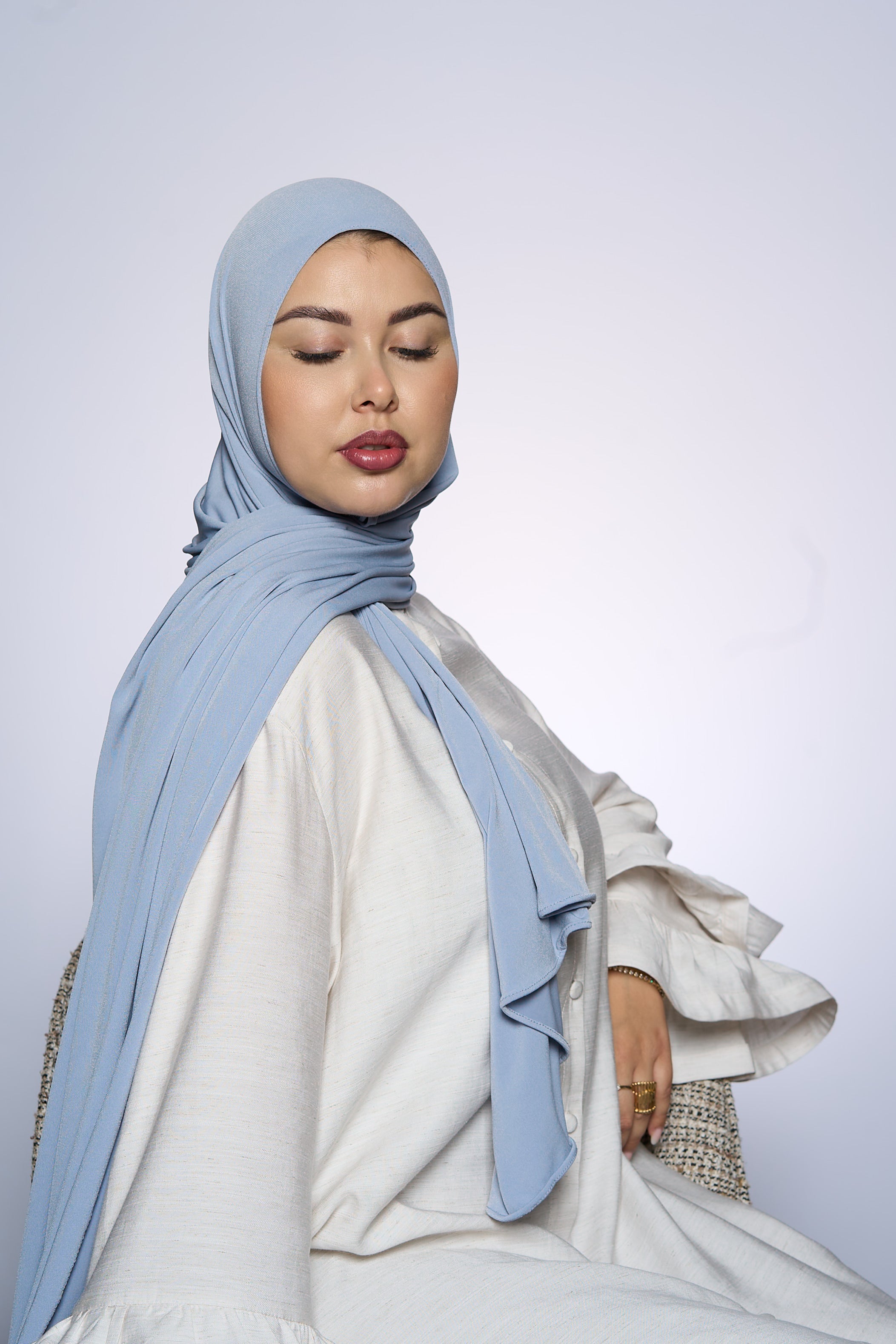 Premium Jersey Hijab Fin - Silver Gray